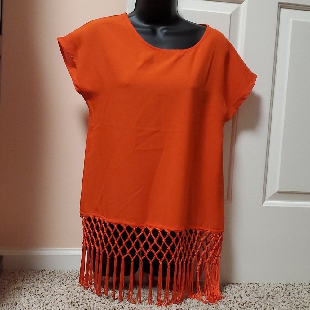 New York & Company Fringe Top NWT